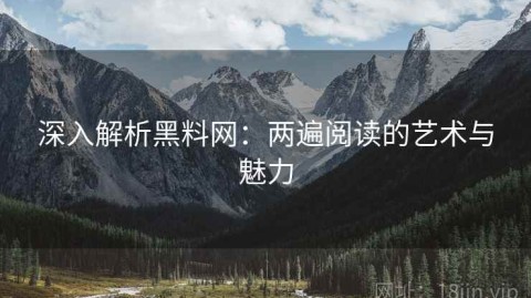深入解析黑料网：两遍阅读的艺术与魅力
